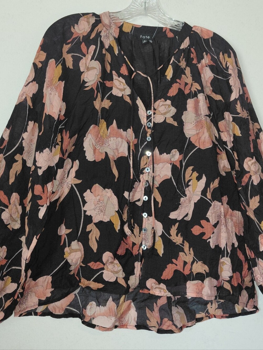 Fate Black Blouse with Pink Floral Print